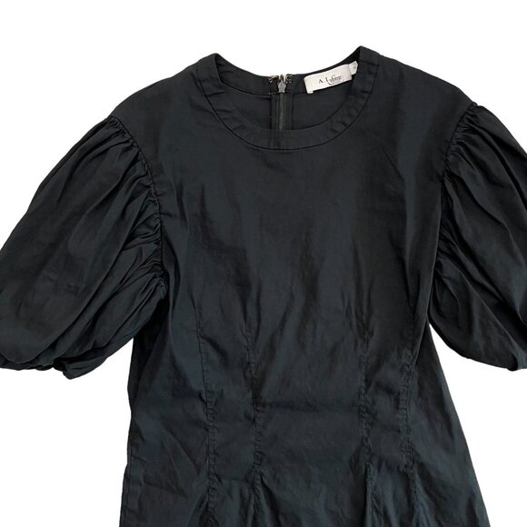 A.L.C. Jessie Poplin Stretch Linen Blend Puff Sleeve Mini Dress 10 Black Cottage - Picture 5 of 16